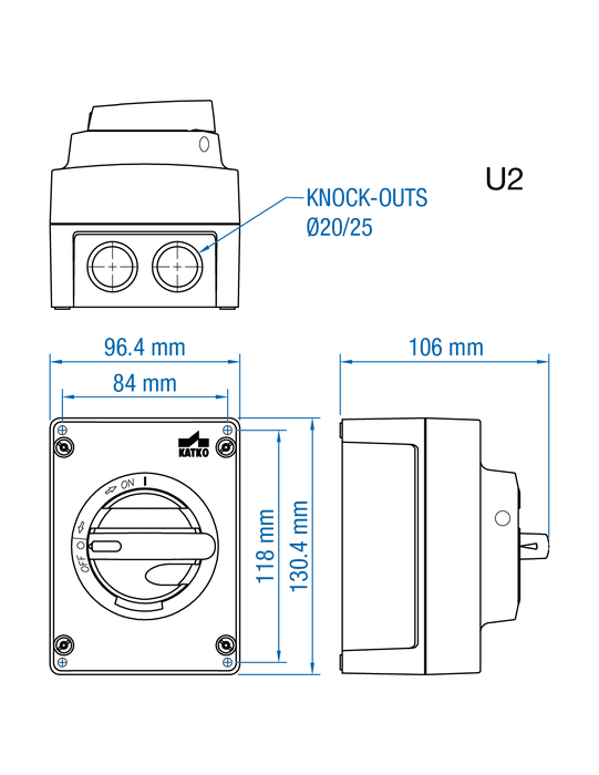 Altech KEM425UL Y/R 25A - Non-Fused Polycarbonate Enclosed Motor Disconnect Switch