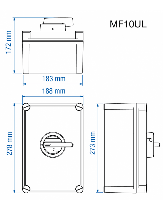 Altech KEM4125L 125A - Non-Fused Polycarbonate Enclosed Motor Disconnect Switch