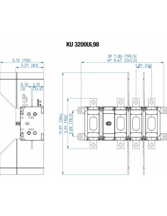 Altech KU 4400UL98 400 A UL 98 Disconnect Switches, 4 Pole