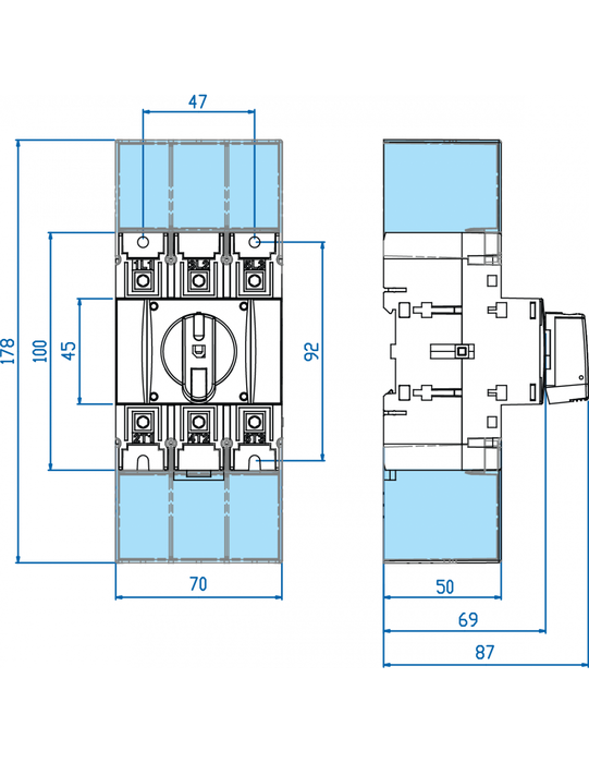 Altech KU360UL98 3 Pole UL98 Motor Disconnect Switch - Extended