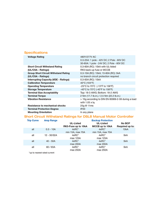 Altech 2E1.6UM DLS8 - UL508 Listed Manual Motor Controllers “Suitable as Motor Disconnect”