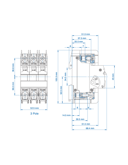 Altech 3D8UL UL489 Miniature Molded Case Circuit Breaker
