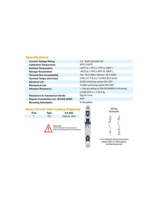 Altech 1C05DL UL489 Miniature Molded Case Circuit Breaker