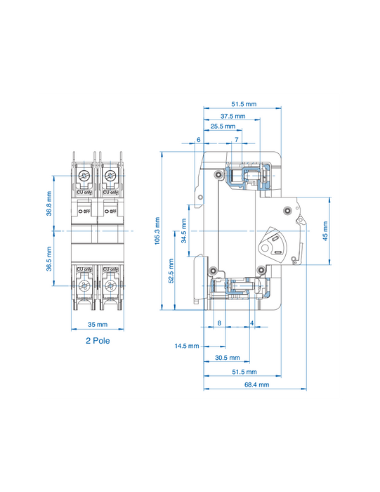 Altech 2C12DL UL489 Miniature Molded Case Circuit Breaker