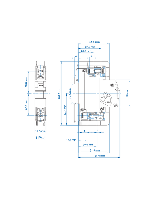 Altech 1D15DL UL489 Miniature Molded Case Circuit Breaker