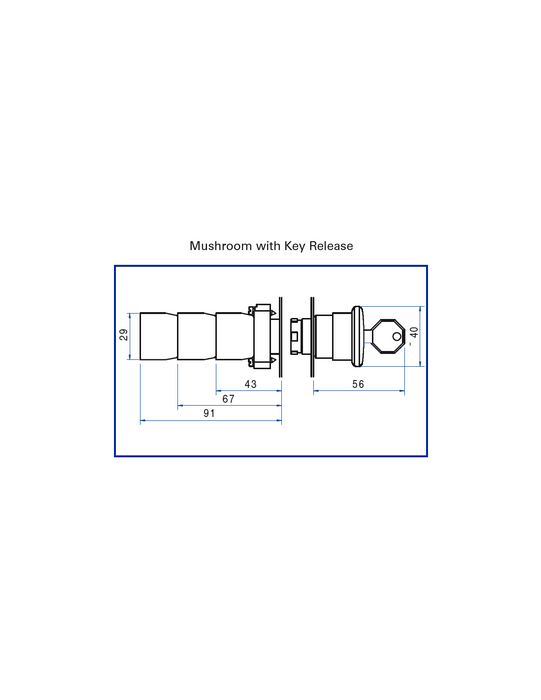 Altech 2AMLKB6 Mushroom with Key Release - Non-Illuminated Metal Operator