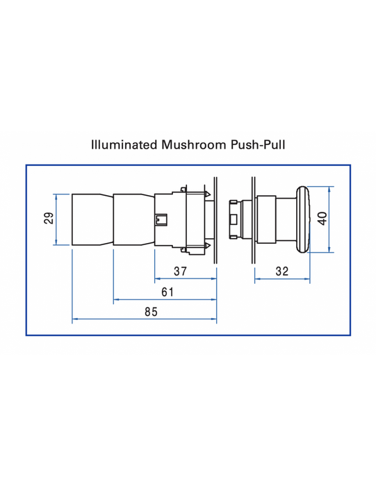 Altech 2ALMPP3LB-024 Mushroom Illuminated Push-Pull - Illuminated Mushroom Metal Operator
