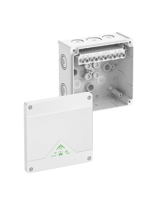 Altech 810-120-01 Abox 100 - , Polypropylene White Enclosure, 5 Pole High-set Terminal