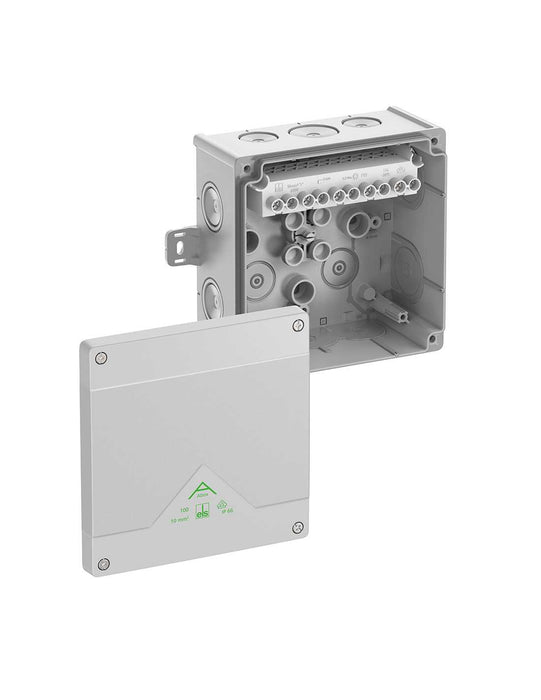 Altech 810-421-01 Abox 100AB - , Polypropylene Gray Enclosure, 5 Pole High-set Terminal