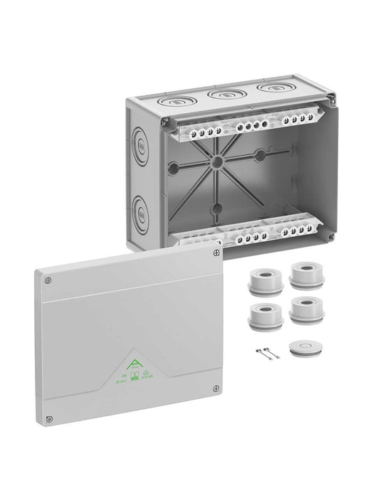Altech 825-420-01 Abox 250 - , Polypropylene Gray Enclosure, 5 Pole High-set Terminal