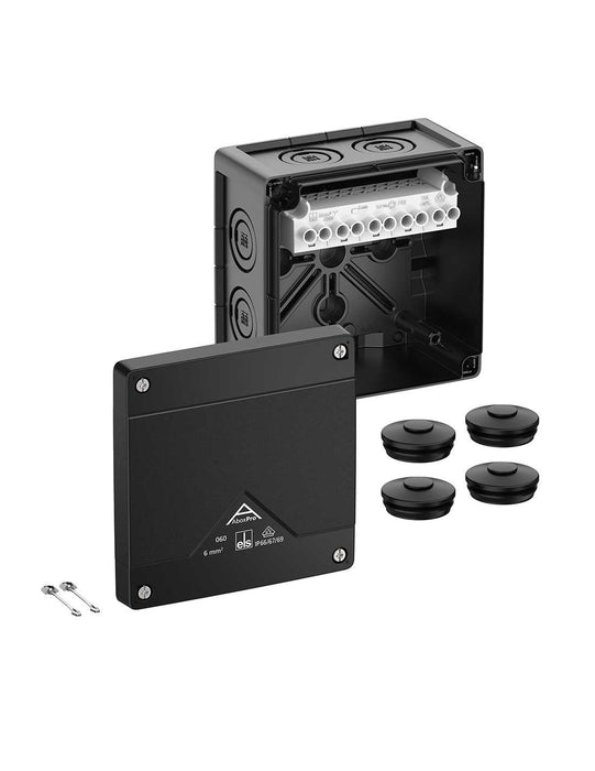 Altech 406-020-01 Abox Pro 060 - , Polycarbonate Black Enclosure, 5x5 Pole High-set Terminal