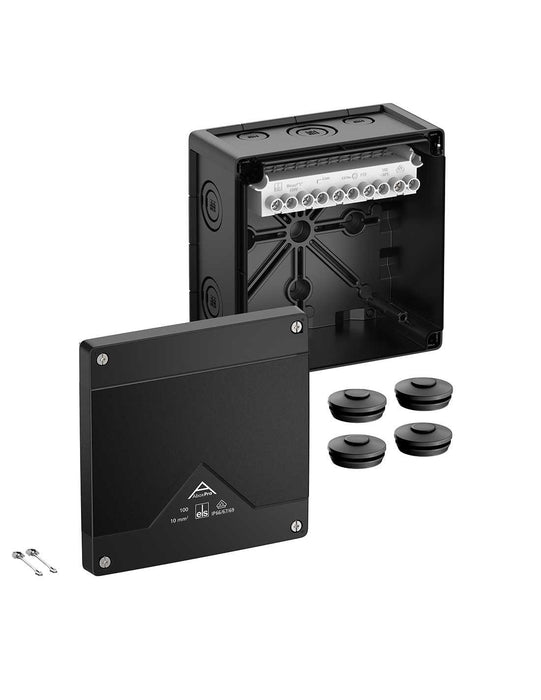 Altech 410-020-01 Abox Pro 100 - , Polycarbonate Black Enclosure, 5x5 Pole High-set Terminal