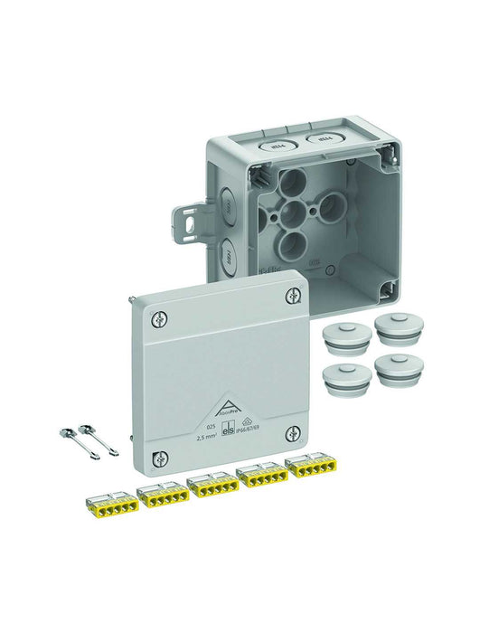 Altech 402-421-01 Abox Pro 025AB - , Polycarbonate Gray Enclosure, 5x5 Pole Push-in Terminals
