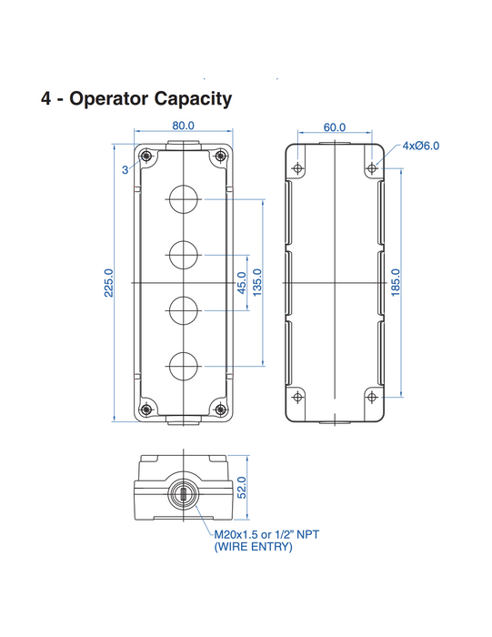 Altech 2010G13 Aluminum Enclosures for 22mm Operators
