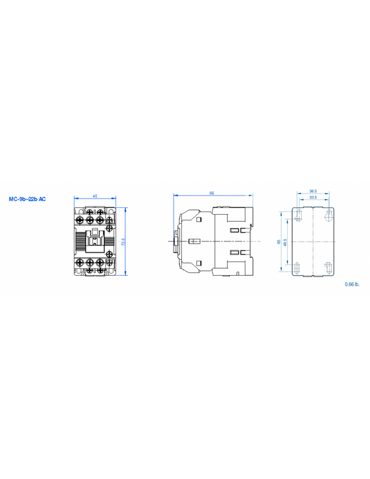Altech MC-18B-DC12V MC Series Contactors - 3 Pole 22AF Frame DC