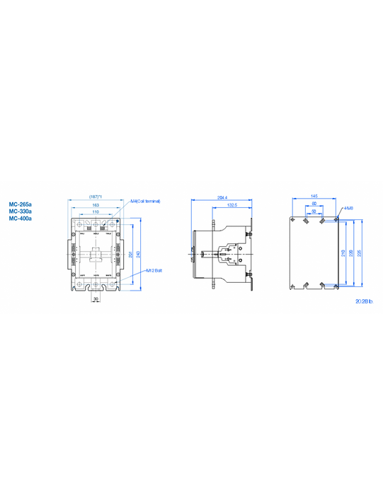 Altech MC-400A-300V MC Series Contactors - 3 Pole 400AF Frame AC/DC