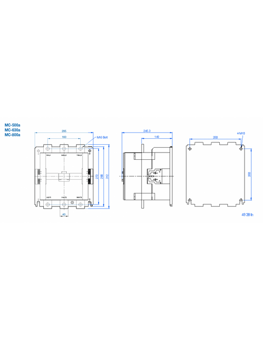 Altech MC-800A-300V MC Series Contactors - 3 Pole 800AF Frame AC/DC