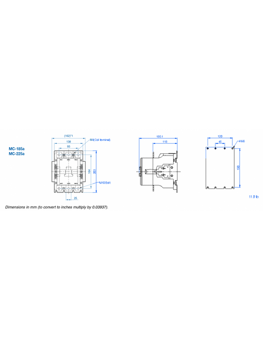 Altech MC-225A-400V MC Series Contactors - 3 Pole 225AF Frame AC/DC