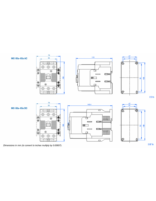 Altech MC-50A-AC208V MC Series Contactors - 3 Pole 65AF Frame AC
