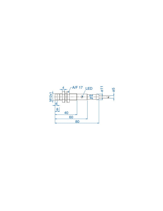 Altech AIS12N04UN024-2M M12 Non-Flush Mount Cylindrical Sensor, DC - 2 WIRE-STANDARD