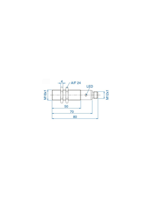 Altech AIS18F05AN024-Q65 M18 Flush Mount Cylindrical Sensor, DC - 3 WIRE-STANDARD
