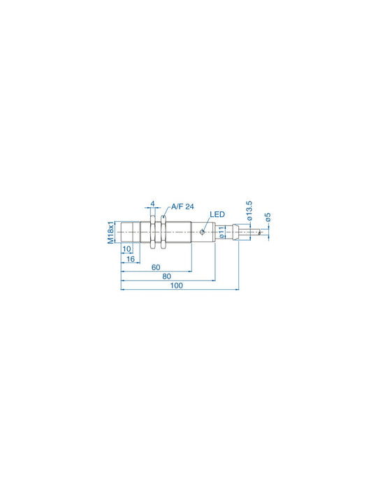 Altech AIS18N08AN024-2M Non-Flush 18 Flush Mount Cylindrical Sensor, DC - 3 WIRE-STANDARD