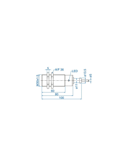 Altech AIS30F10AN024-2M M30 Flush Mount Cylindrical Sensor, DC - 3 WIRE-STANDARD