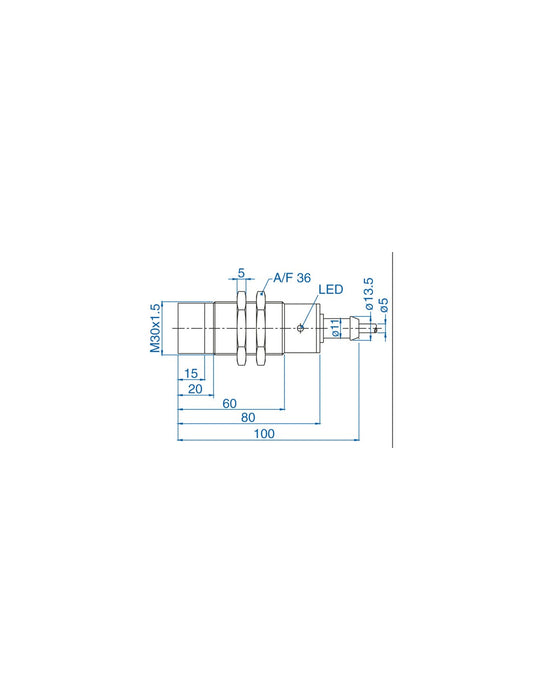 Altech AIS30N15UP024-2M M30 Non-Flush Mount Cylindrical Sensor, DC - 3 WIRE-STANDARD