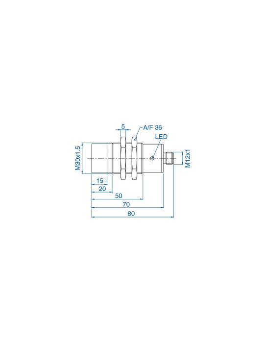 Altech AIS30N15UN024-Q65 M30 Non-Flush Mount Cylindrical Sensor, DC - 3 WIRE-STANDARD