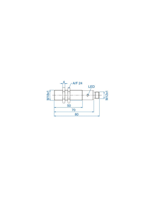 Altech AIS18F08AP024-Q65 M18 Flush Mount Cylindrical Sensor, DC - 3 WIRE-EXTENDED SENSING DISTANCE