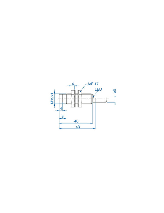 Altech AIK12N04AN024-2M M12 Non-Flush Mount Cylindrical Sensor, DC - 3 WIRE- SHORT BODY