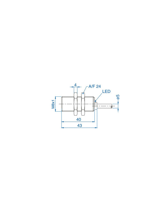 Altech AIK18F05AP024-2M M18 Flush Mount Cylindrical Sensor, DC - 3 WIRE- SHORT BODY