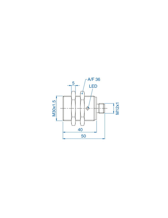 Altech AIK30F10AP024-Q65 M30 Flush Mount Cylindrical Sensor, DC - 3 WIRE- SHORT BODY