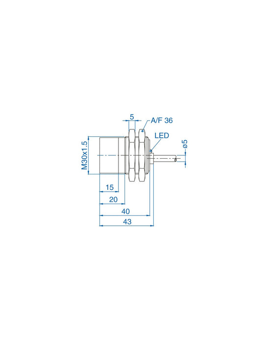 Altech AIK30N15AP024-2M M30 Non-Flush Mount Cylindrical Sensor, DC - 3 WIRE- SHORT BODY