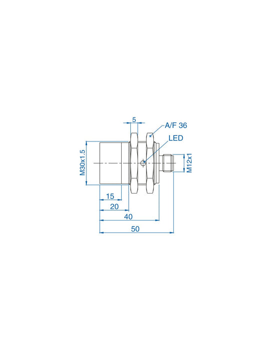 Altech AIK30N15AN024-Q65 M30 Non-Flush Mount Cylindrical Sensor, DC - 3 WIRE- SHORT BODY