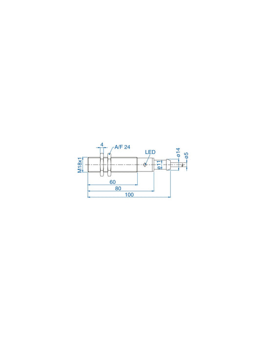 Altech AIS18F05RD024-2M M18 Flush Mount Cylindrical Sensor, DC - 2 WIRE- STANDARD