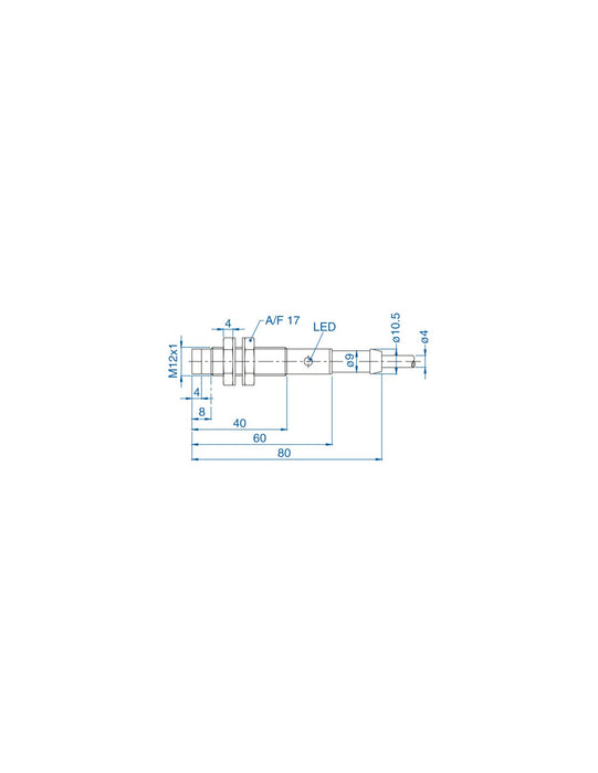 Altech AIS12N04AW220-2M M12 Non-Flush Mount Cylindrical Sensor, DC - 2 WIRE- STANDARD