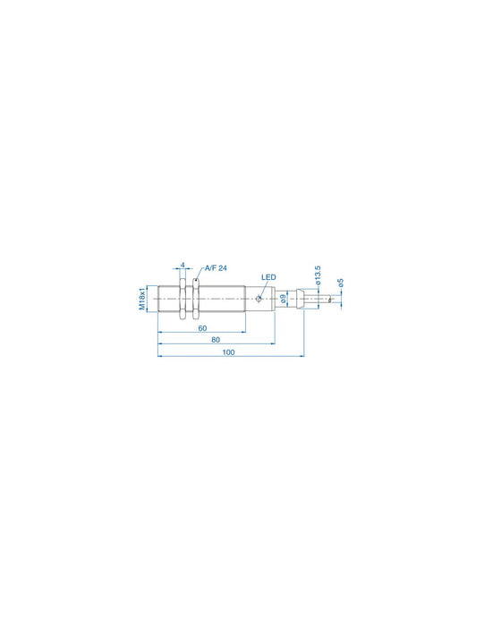 Altech AIS18F05RW220-2M M18 Flush Mount Cylindrical Sensor, DC - 2 WIRE- STANDARD