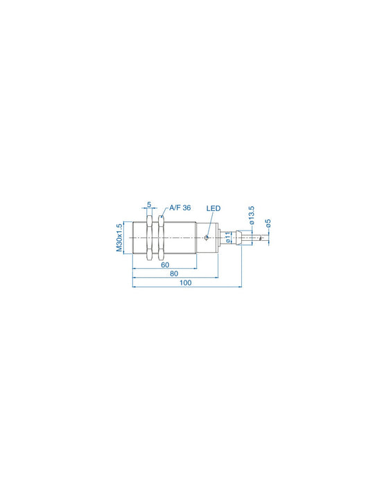 Altech AIS30F10RW220-2M M30 Flush Mount Cylindrical Sensor, DC - 2 WIRE- STANDARD