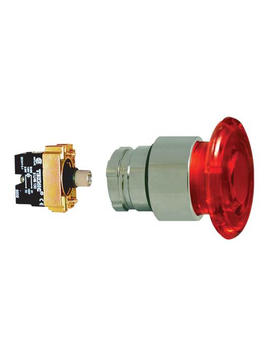 Altech 2ALM4LB-024 Mushroom Illuminated Momentary - Illuminated Mushroom Metal Operator