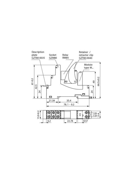 Altech PI84-024DC-00LD GTM80 Socket, PI84 Interface Relay