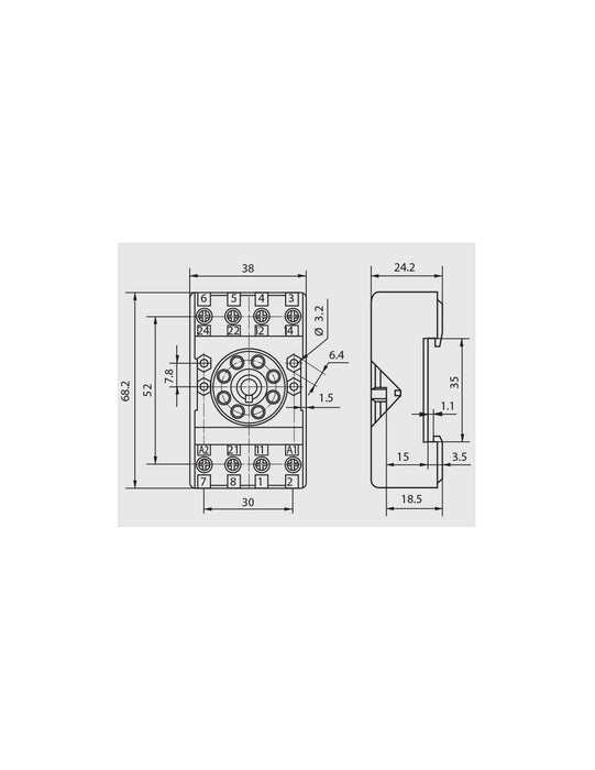 Altech PZ8 Plug-In Relay Socket for R15 DPDT Series
