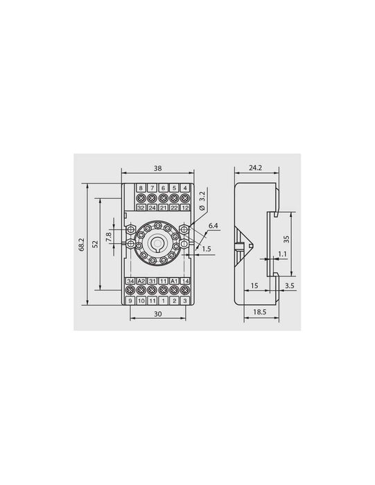 Altech PZ11 Plug-In Relay Socket for R15 3PDT Series