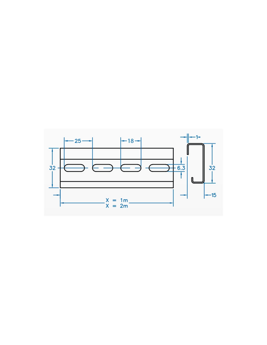 Altech 2511160 Perforated Zinc-Plated Steel DIN Rail for Terminal Blocks