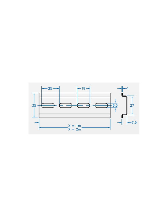 Altech 2511125 Perforated Stainless Steel DIN Rail for Terminal Blocks