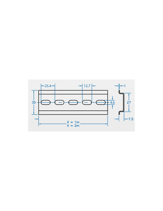 Altech 2511121 Perforated Aluminum DIN Rail for Terminal Blocks
