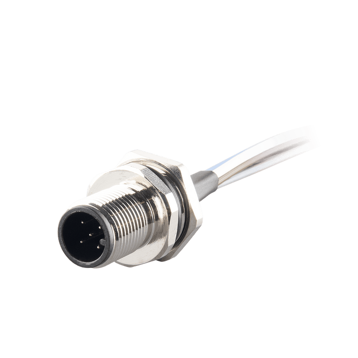 Flange-Mount Bulkhead Connector, with cable, M12 A-code 5-pin Straight Male, M16 Hole dimension, Front mount, with PVC Cable, 0.3 m