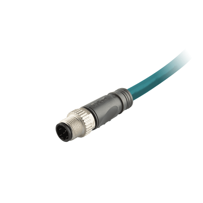 Profibus Cordset, Single-ended, M12 B-coded 2-pin Male Straight, with PUR blue jacket 2x 24 AWG 5 million bending cycles Cable, 3m