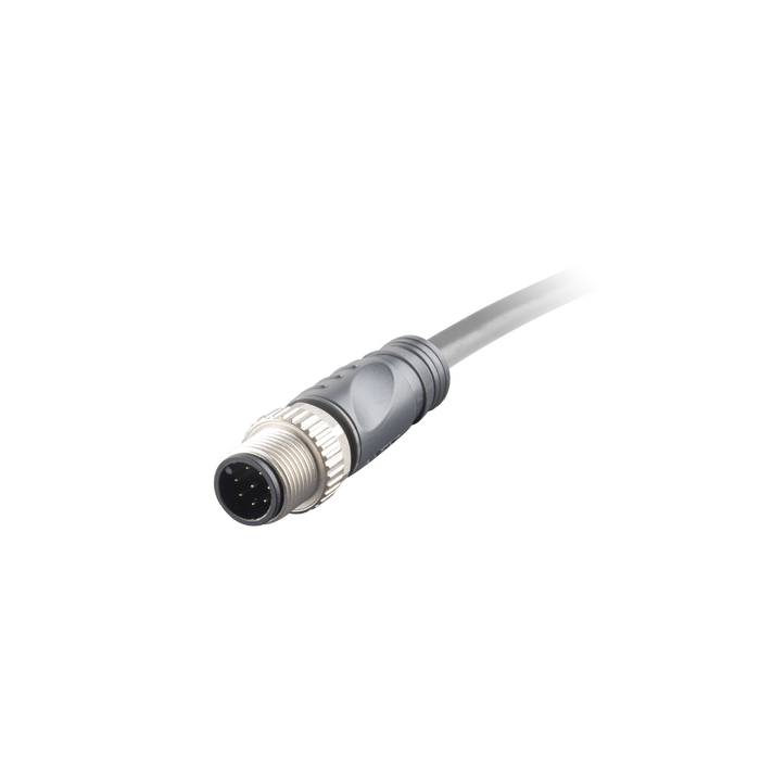 Sensor-Actuator Cordset, Single-ended, M12 A-code 8-pin Straight Male, with PVC grey jacket 0.25mm² (24 AWG) cable, 4 m