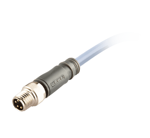 Sensor-Actuator Cordset, Single-ended, M8 A-code 4-pin Straight Male, with PUR grey jacket 0.25mm² (24 AWG) 5 million bending cycles cable, 1 m